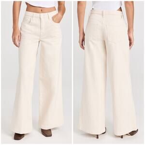 NEW Triarchy Ms. Fonda High Rise Wide Leg Jeans Off White